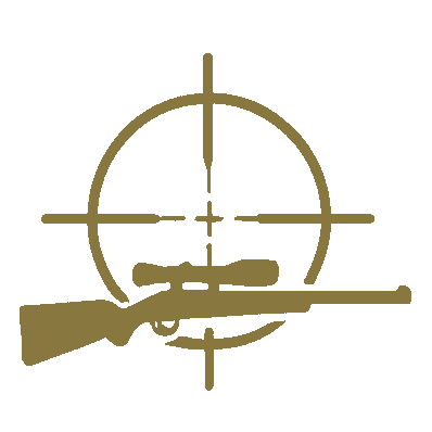 Schwarzer Zielscheibe mit Gewehr und Zielscheibenmarkierungen