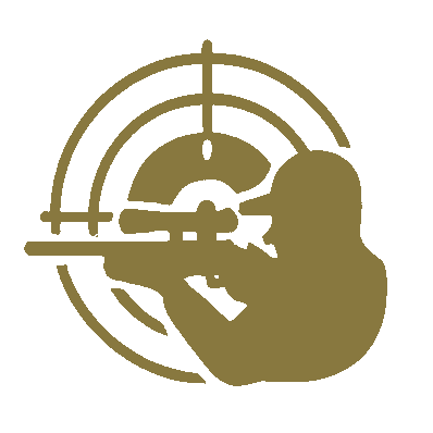 Symbol eines Schützen mit Gewehr vor Zielscheibe